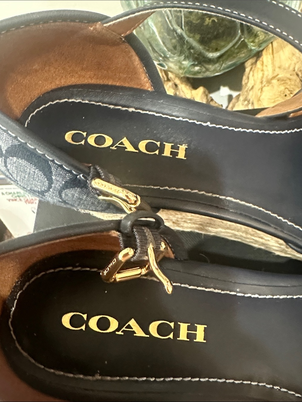 Coach Denim Signature Canvas Espadrille Wedge Sandals - Picture 5 of 6